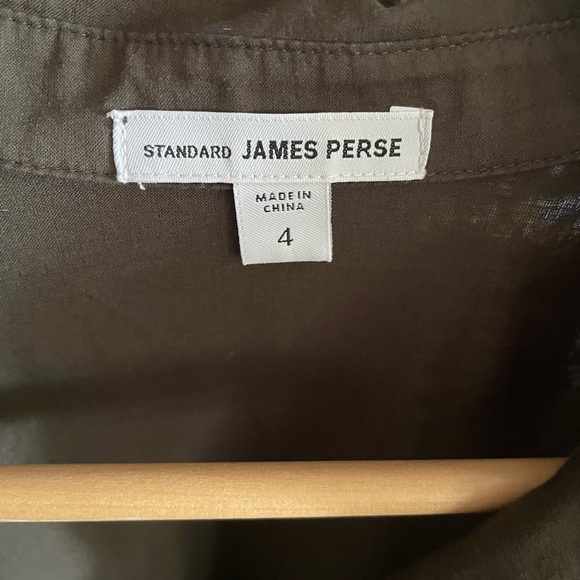 James Perse Slub Cotton Khaki Button-Up Shirt - Picture 9 of 15